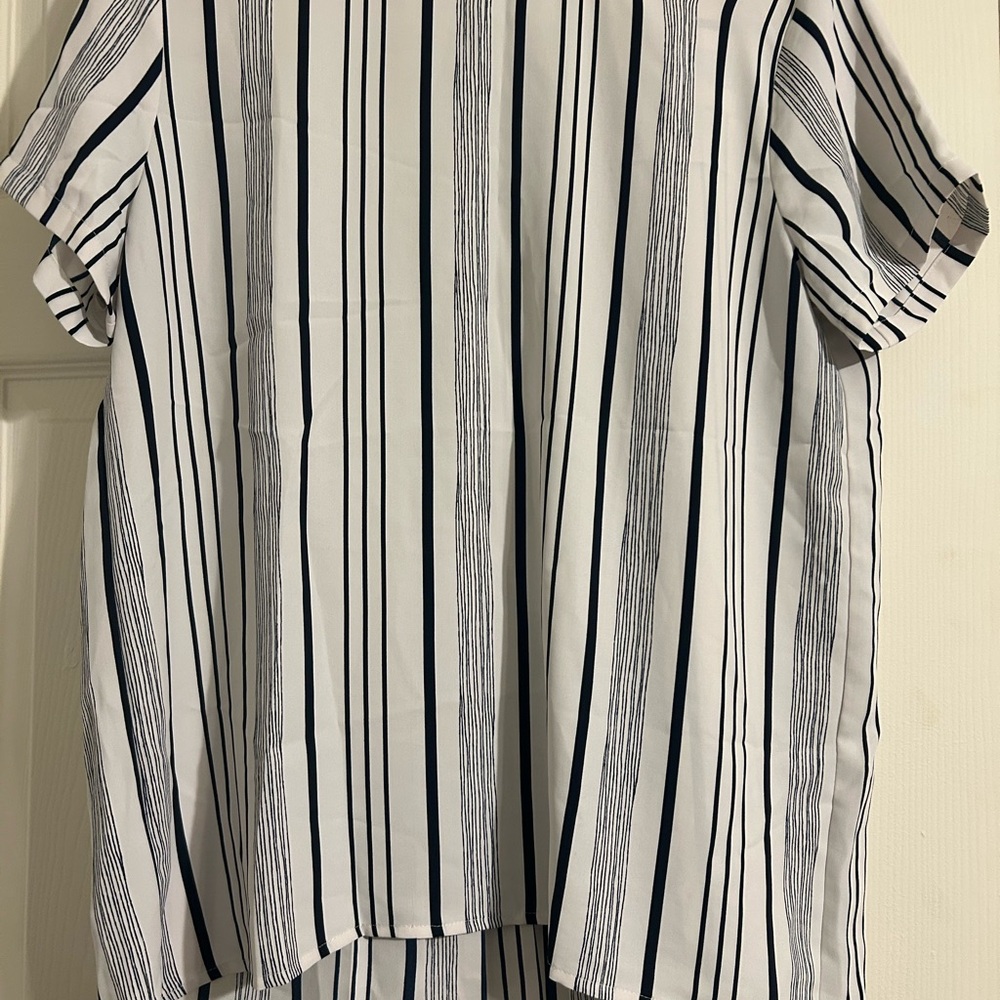 LOFT Navy and White Striped Top